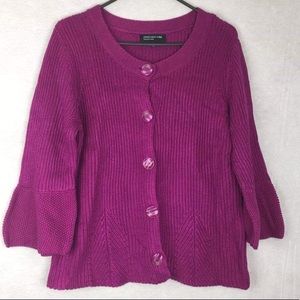 Jones New York Knit Raspberry Cardigan NWT
